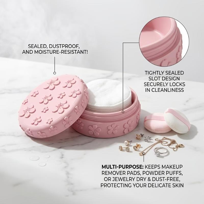 Beauty Makeup Box - New Cherry Blossom Embossed Makeup Cotton