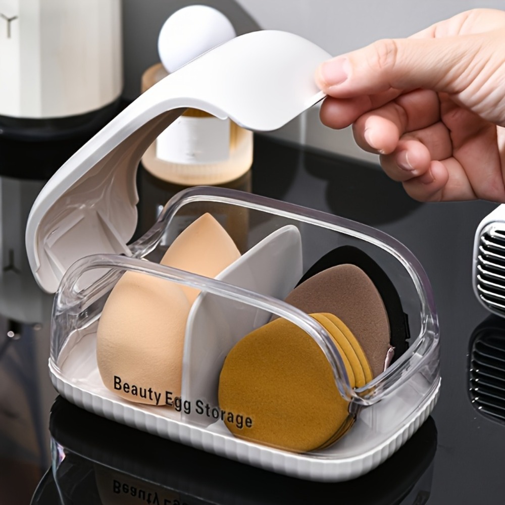 Beauty Makeup Box - Dual Compartment Beauty Sponge Storage Box