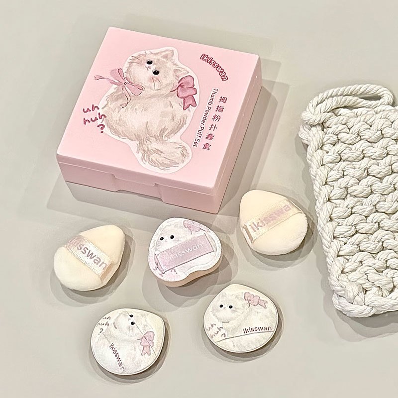 5Pcs Cute Mini Finger Puff Set - Beauty Makeup Box recension och pris