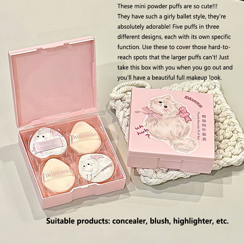 5Pcs Cute Mini Finger Puff Set - Beauty Makeup Box recension och pris
